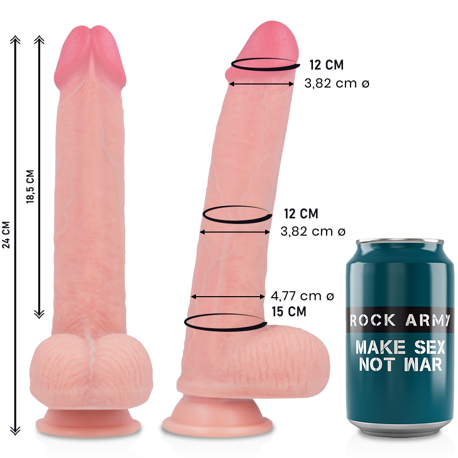 ROCKARMY - KINGCOBRA DILDO REALISTICO LIQUID SILICONE 24 CM -O- 4.77 CM