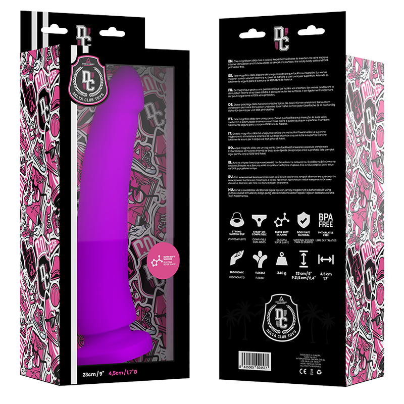 DELTA CLUB - DILDO REALISTA LILA SILICONA MEDICA 23 CM -O- 4.5 CM