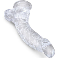 KING COCK - CLEAR PENE REALISTICO CURVADO CON TESTICULOS 16.5 CM TRANSPARENTE